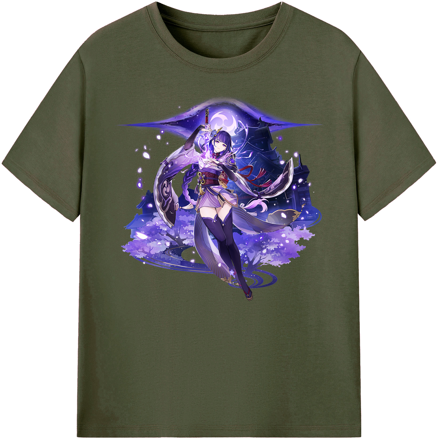 げんし神 雷電将軍 らいでんしょうぐん genshin Raiden Shogun 綿100％ メンズ半袖Tシャツ｜肌触りやわらか＆通気性